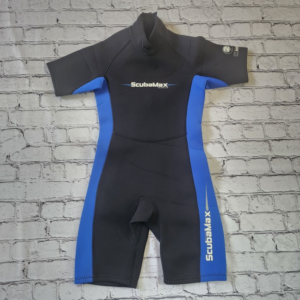 ScubaMax Island 2 Jr Kids Size 12 Wetsuit 2mm Neoprene Shorty Black Blue